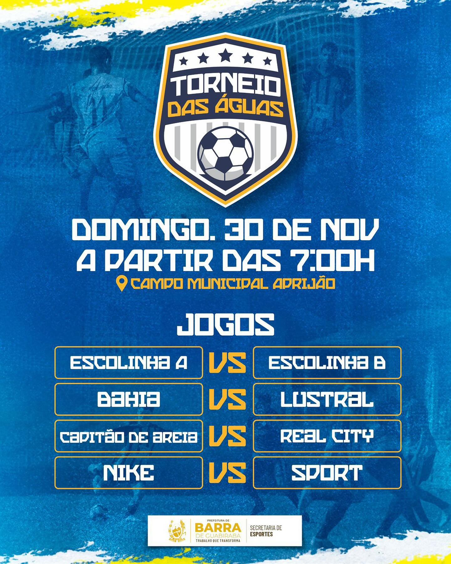 O Torneio das Águas chega cheio de emoção! Dia 30, *