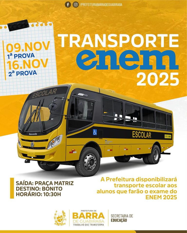 Transporte Escolar para o ENEM 2025 A Prefeitura de Barra *