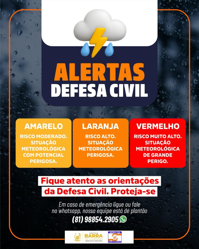 A Defesa Civil de Barra de Guabiraba reforça a importância de ficar atento aos n…